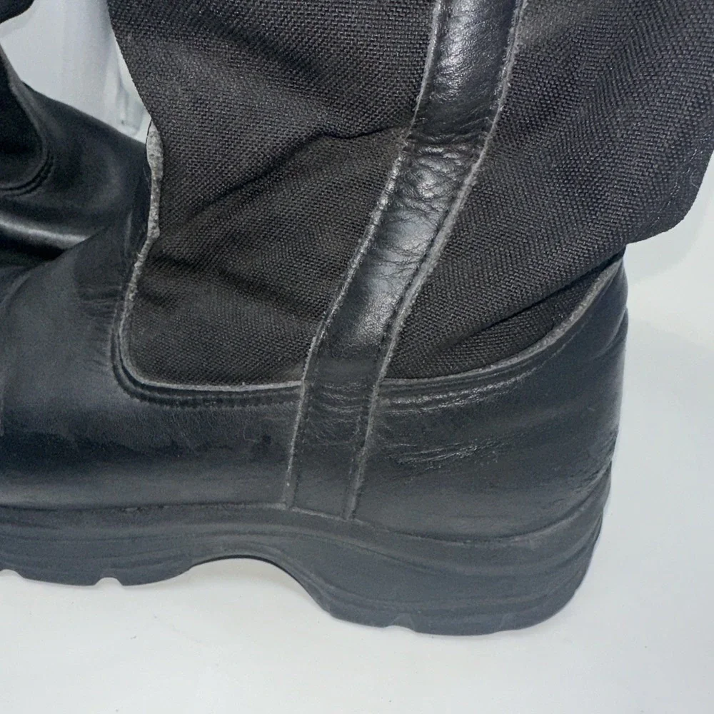 Thorogood USA Mens 9 Black Leather Canvas Pull On Safety Toe Work Boots Roper